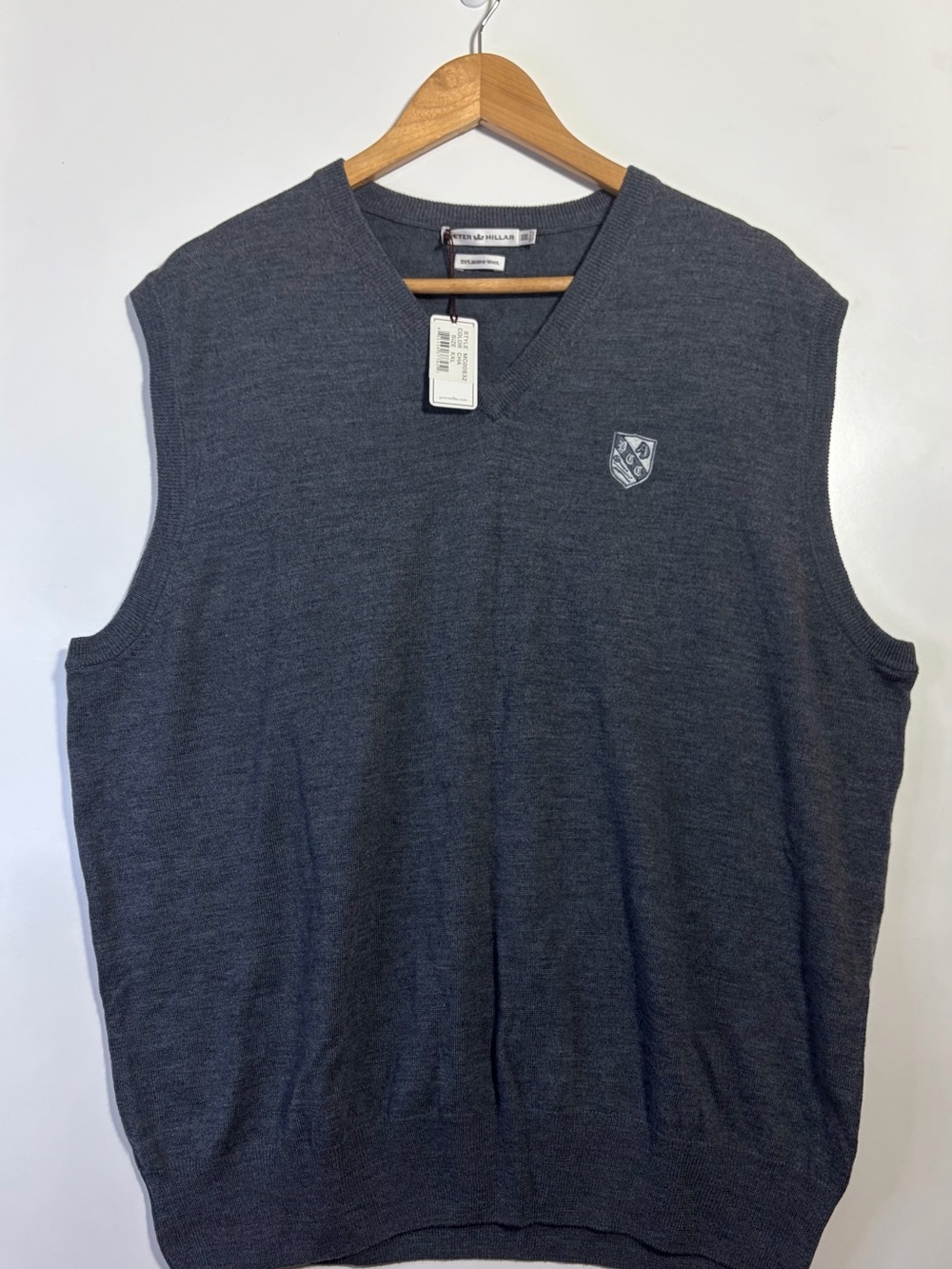 Peter Millar Merino Wool Sweater Vest XXL NWT Charcoal Crest Preppy Golf